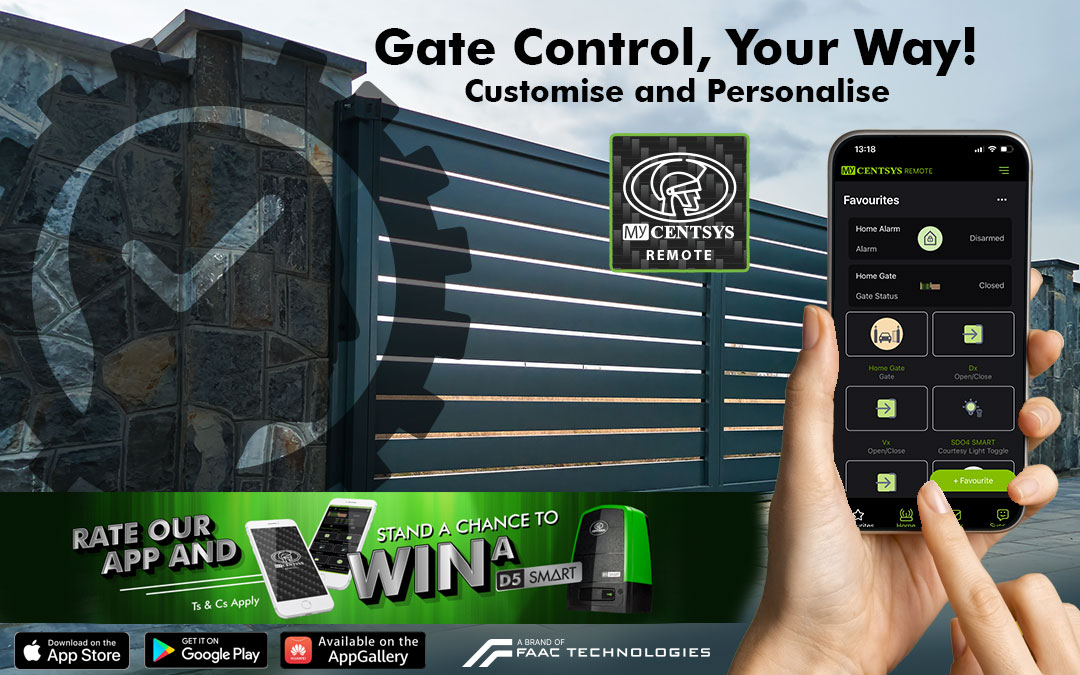 Gate Control, Your Way! Customise and Personalise with MyCentsys Remote